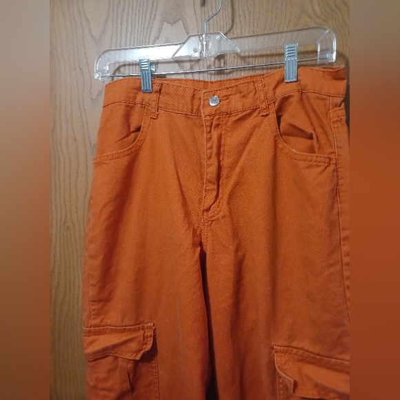 Orange wide leg cargo jeans size 6 - Picture 2 of 7